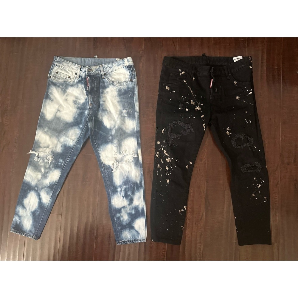 DSquared2 Cool Girl Jean Women's Tapered Legs Size 40 Blue And Black Lot 2